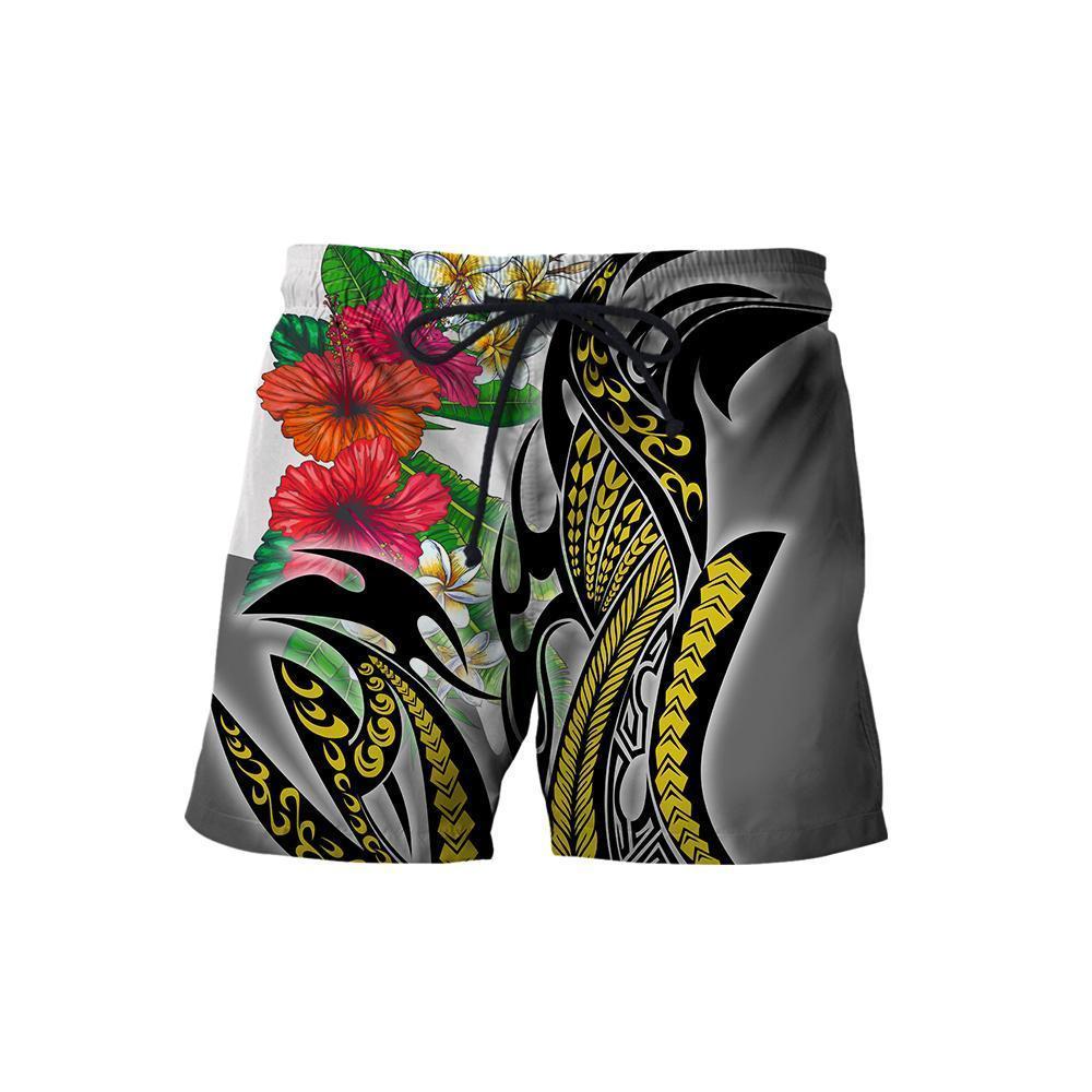 Amazing Polynesian Turquoise Gold Tribal Pattern and Hisbiscus Plumeria Hoodie for Men and Women ML