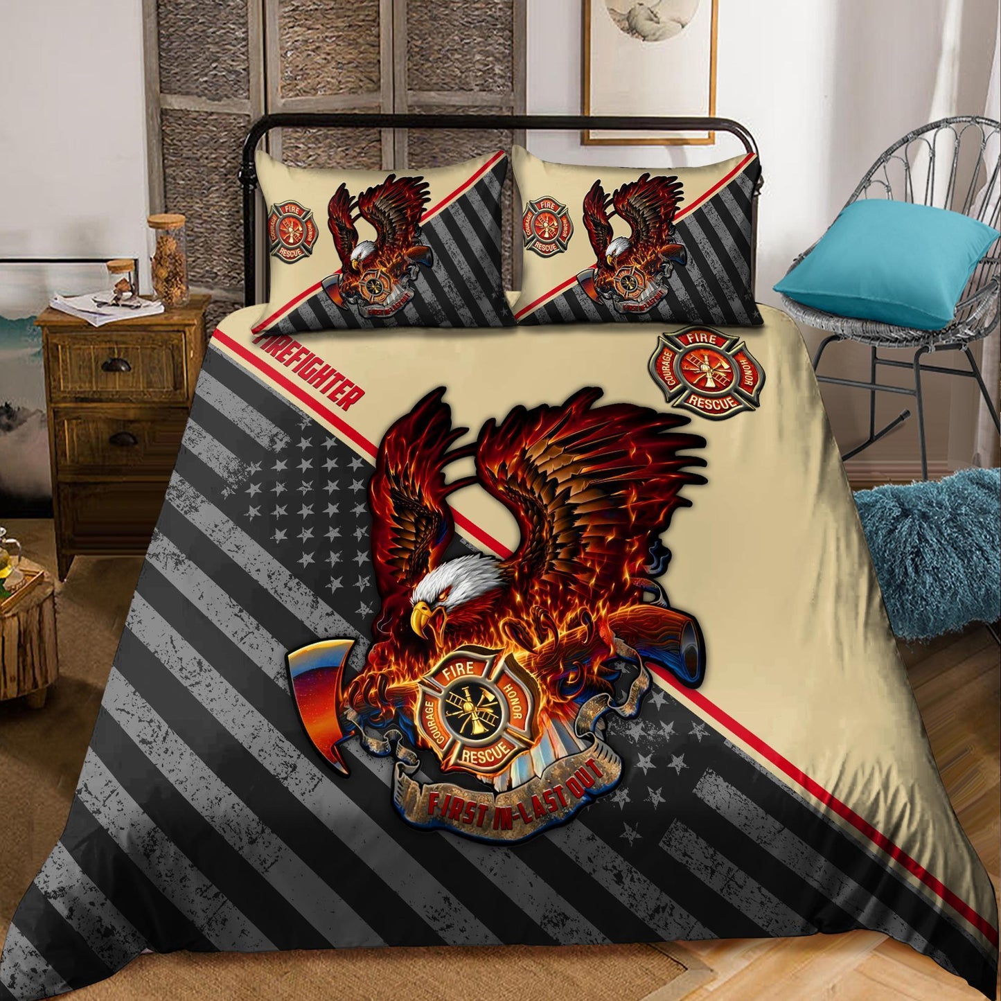 Firefighter US Eagle Bedding Set
