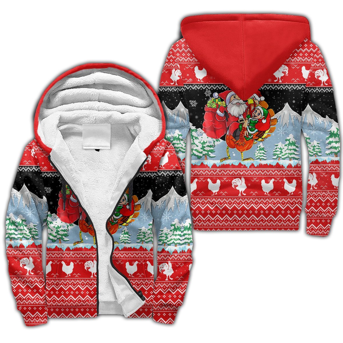 Xmas Turkey All Over Printed Unisex Deluxe Hoodie ML