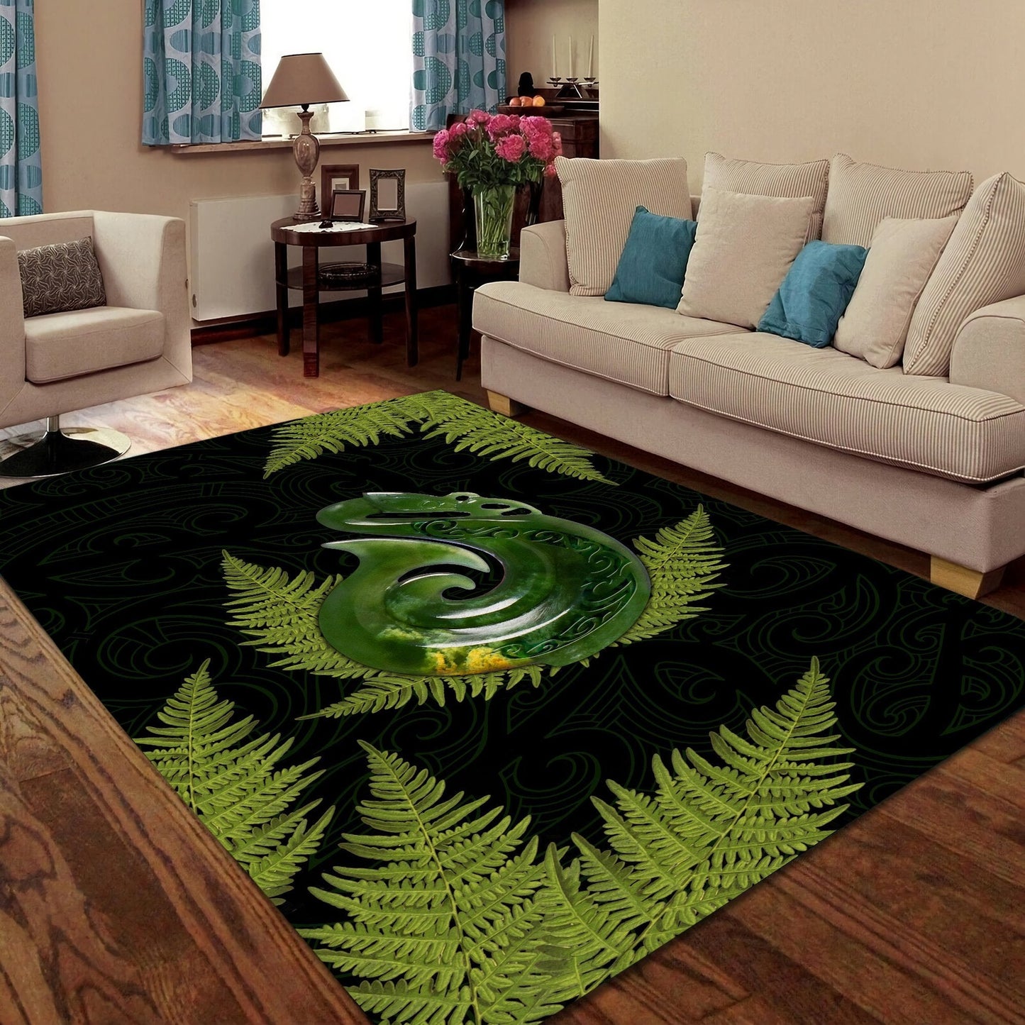 Aotearoa Bedding Set Manaia Silver Fern Paua Shell Rug ML