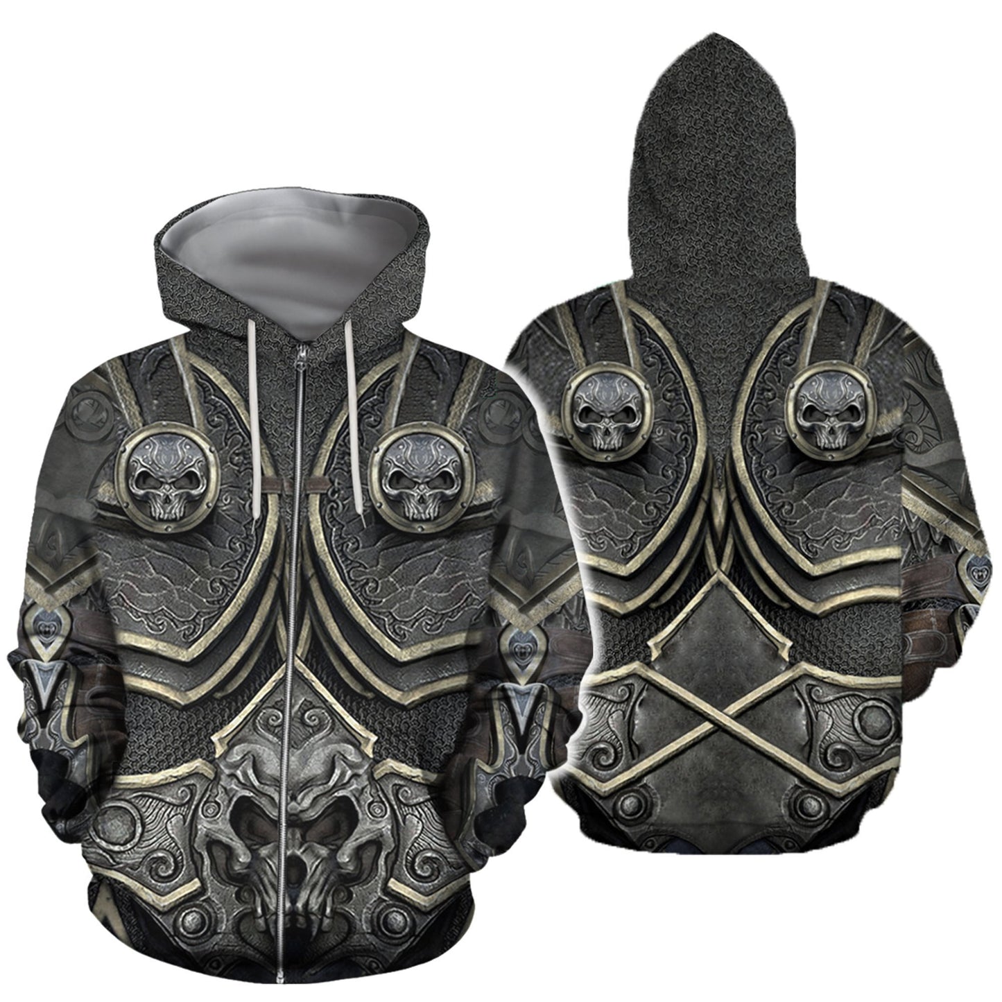 3D PRINTED LICH KING TOPS-Apparel-6teenth World-ZIPPED HOODIE-S-Vibe Cosy™