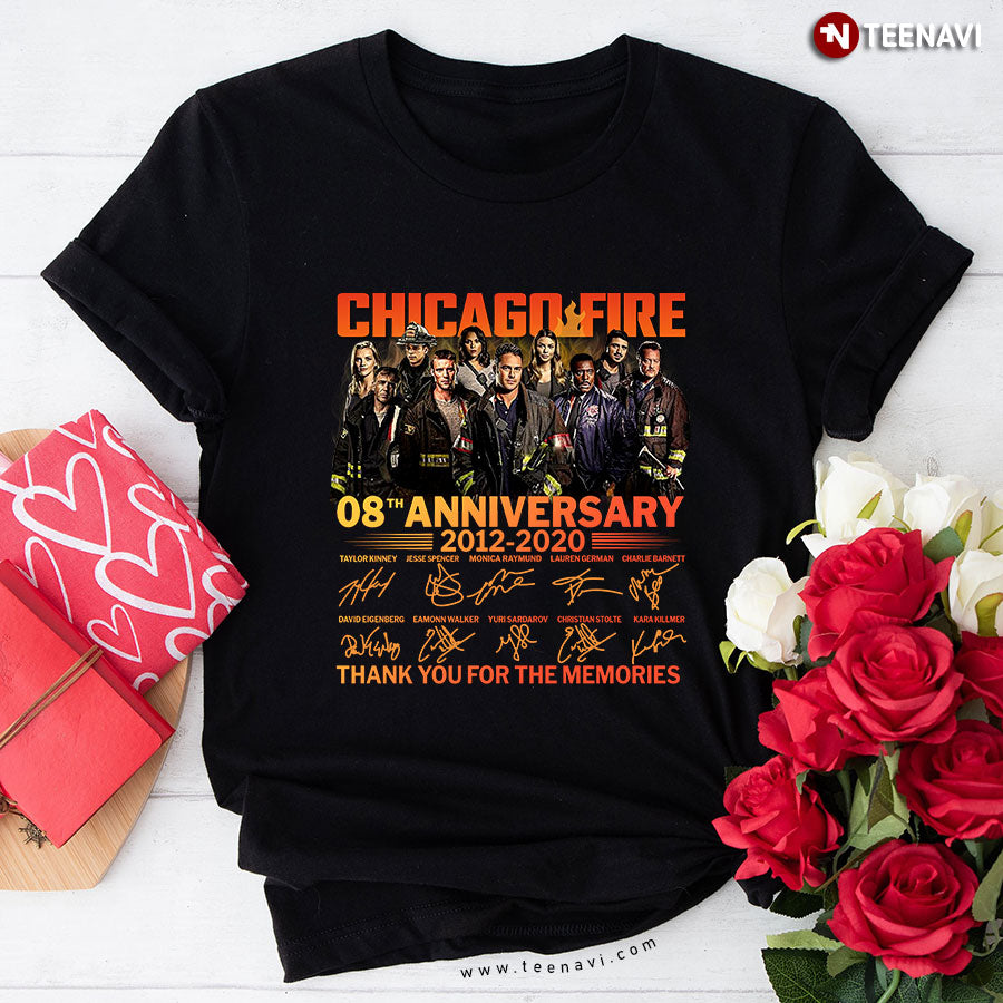 Chicago Fire 08th Anniversary 2012-2020 Signatures Thank You For The Memories T-Shirt