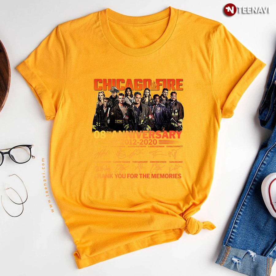 Chicago Fire 08th Anniversary 2012-2020 Signatures Thank You For The Memories T-Shirt