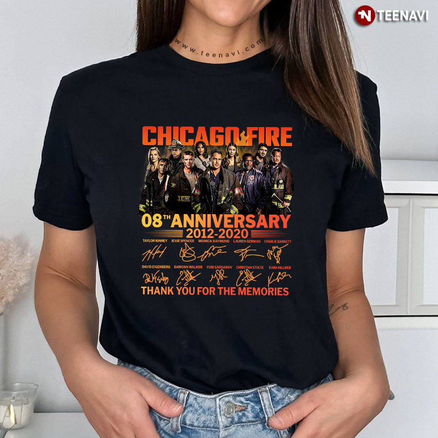 Chicago Fire 08th Anniversary 2012-2020 Signatures Thank You For The Memories T-Shirt