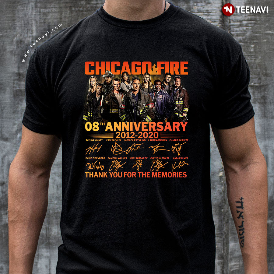 Chicago Fire 08th Anniversary 2012-2020 Signatures Thank You For The Memories T-Shirt