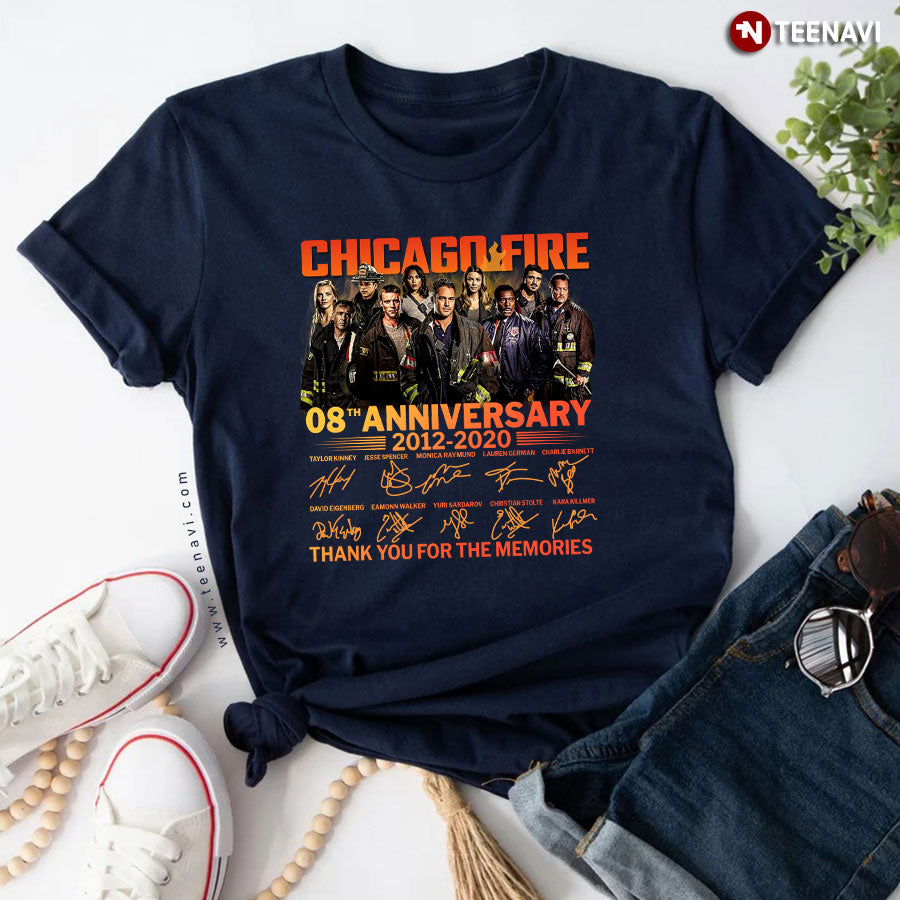 Chicago Fire 08th Anniversary 2012-2020 Signatures Thank You For The Memories T-Shirt