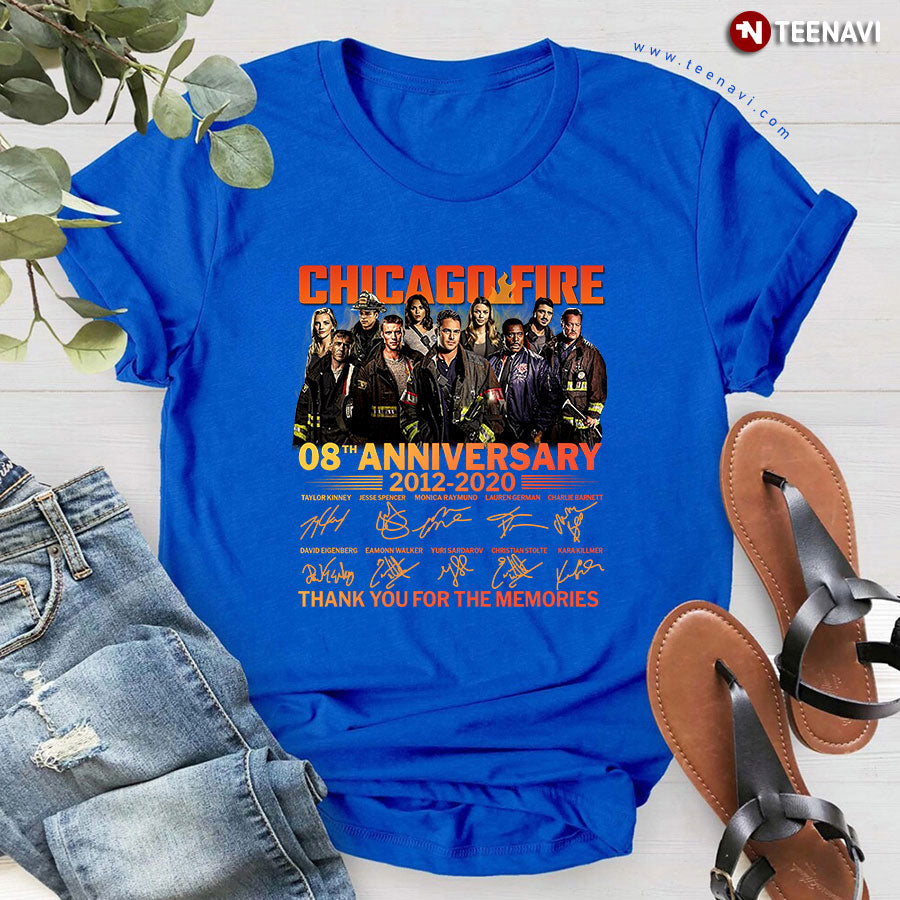 Chicago Fire 08th Anniversary 2012-2020 Signatures Thank You For The Memories T-Shirt