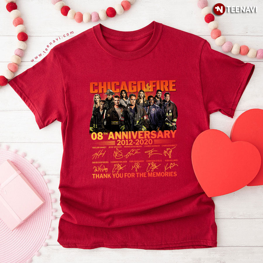 Chicago Fire 08th Anniversary 2012-2020 Signatures Thank You For The Memories T-Shirt