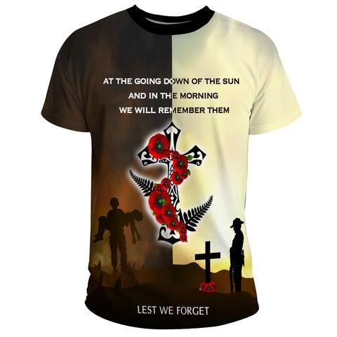 Tmarc Tee New Zealand Anzac Day Poppy Lest We Forget design 3d print shirts