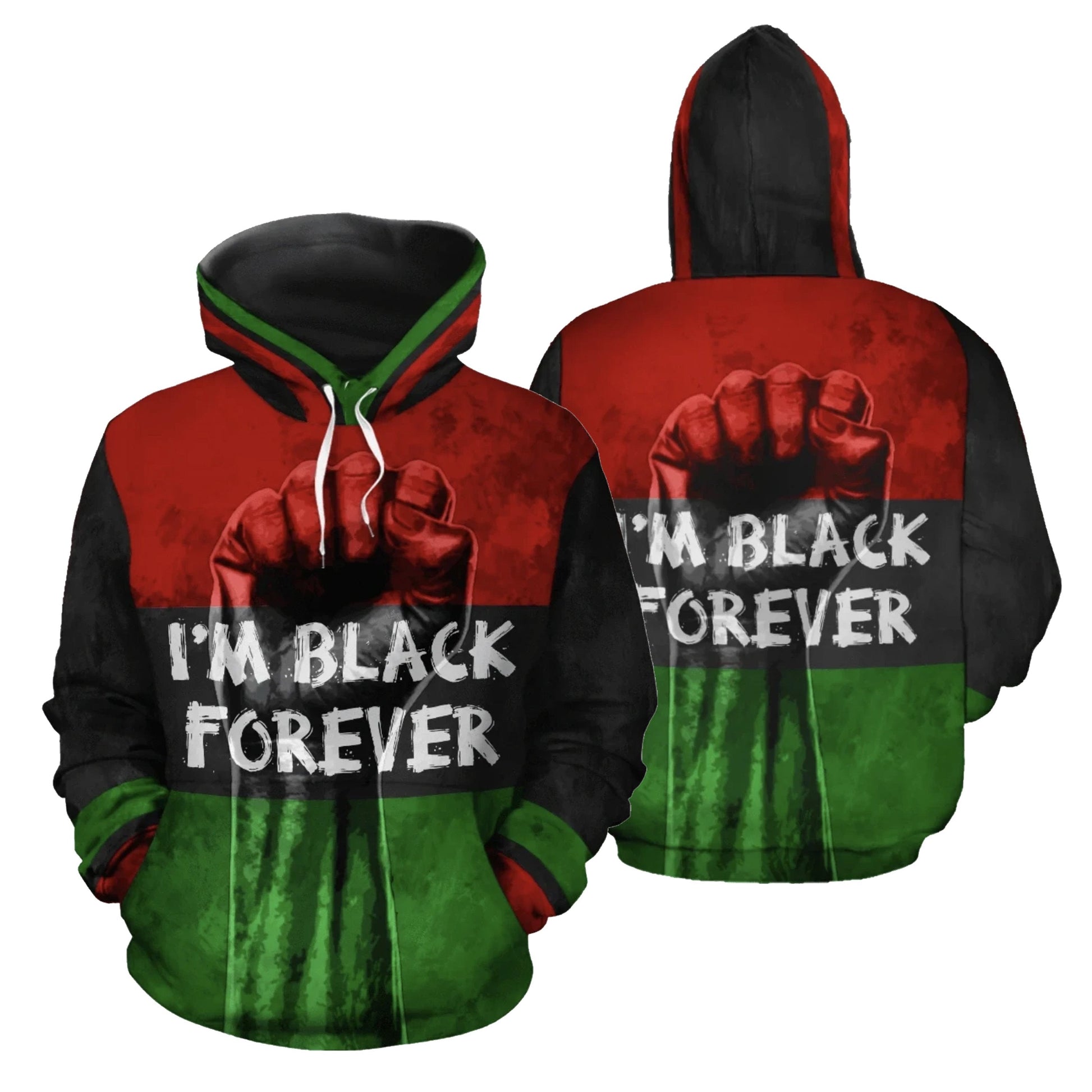 African Hoodie - African I'm Black Forever Hoodie - Amaze Style™-ALL OVER PRINT HOODIES (A)