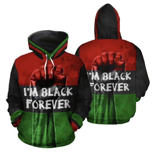 African Hoodie - African I'm Black Forever Hoodie - Amaze Style™-ALL OVER PRINT HOODIES (A)