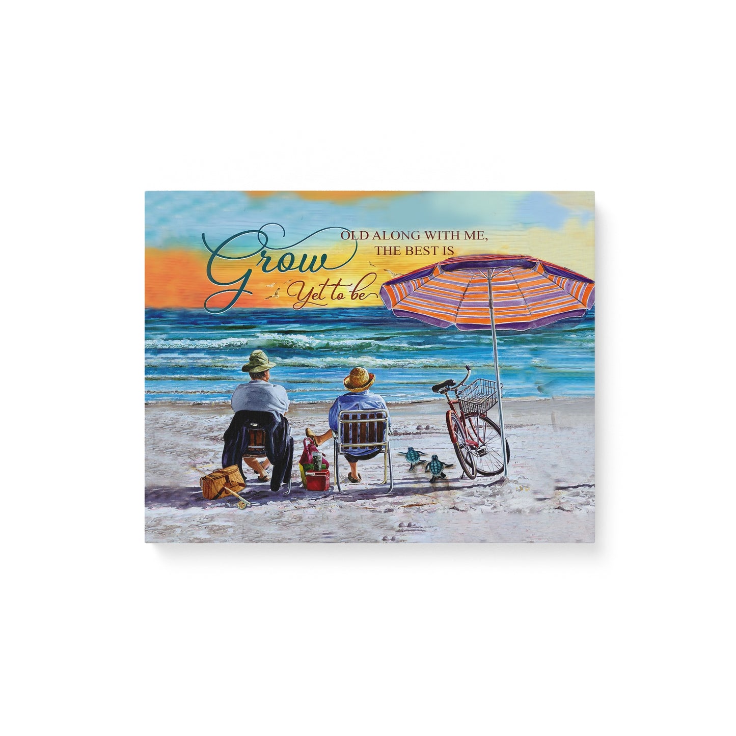 Canvas Wall Art Print Wall Decor - Beach- Turtle - Grow Along With Me The Best Is Yet To Be XT