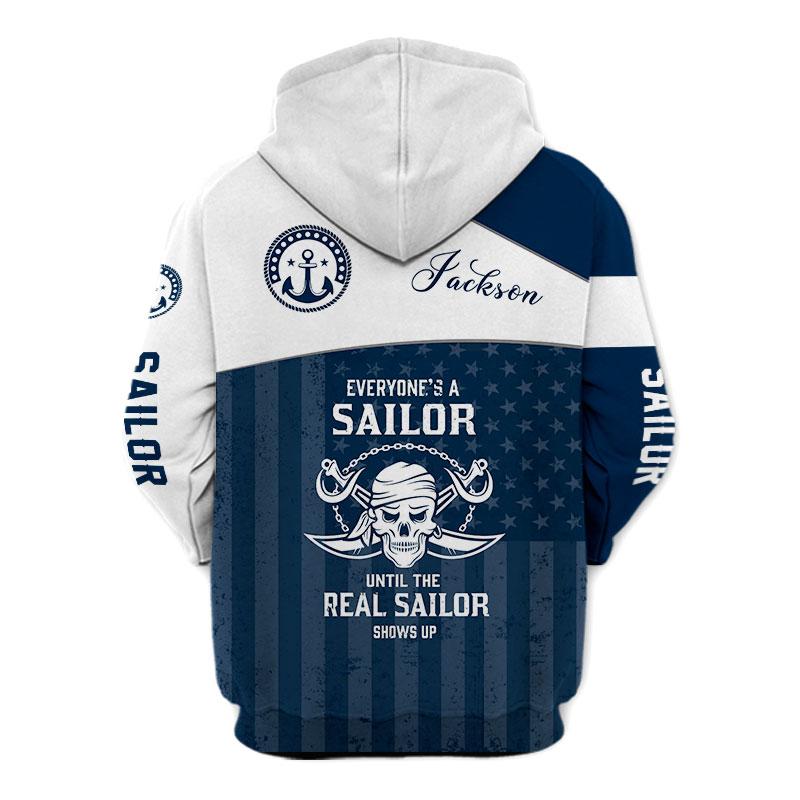 US Sailor Captain hold Helm Custom name 3D printed shirts