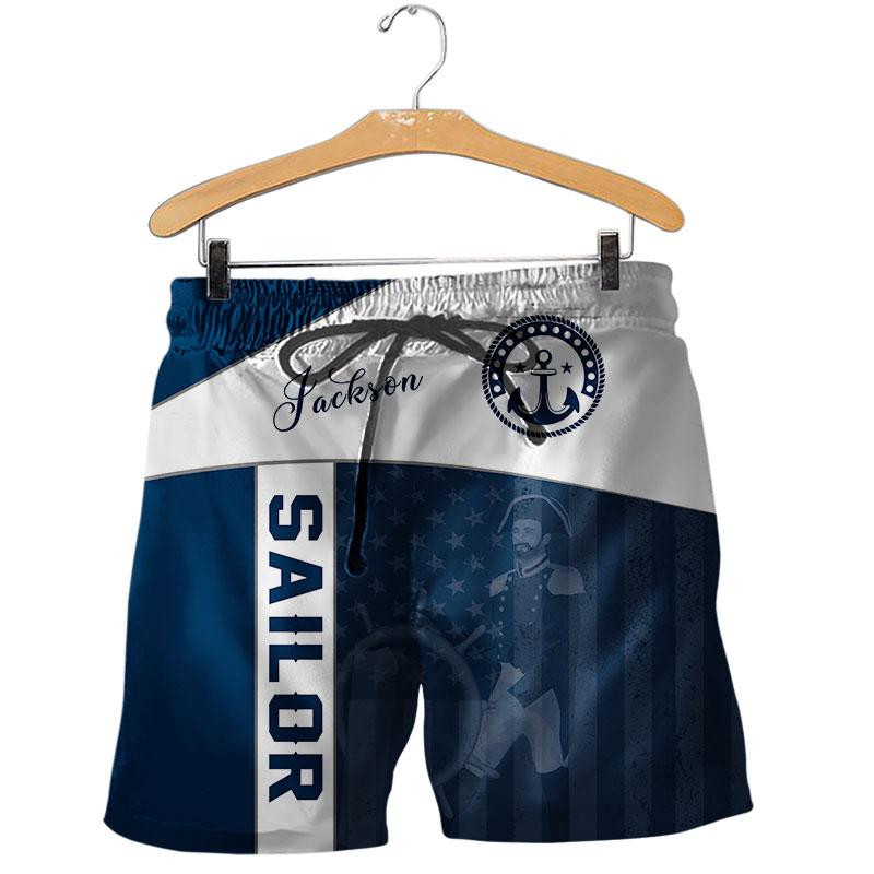 US Sailor Captain hold Helm Custom name 3D printed shirts