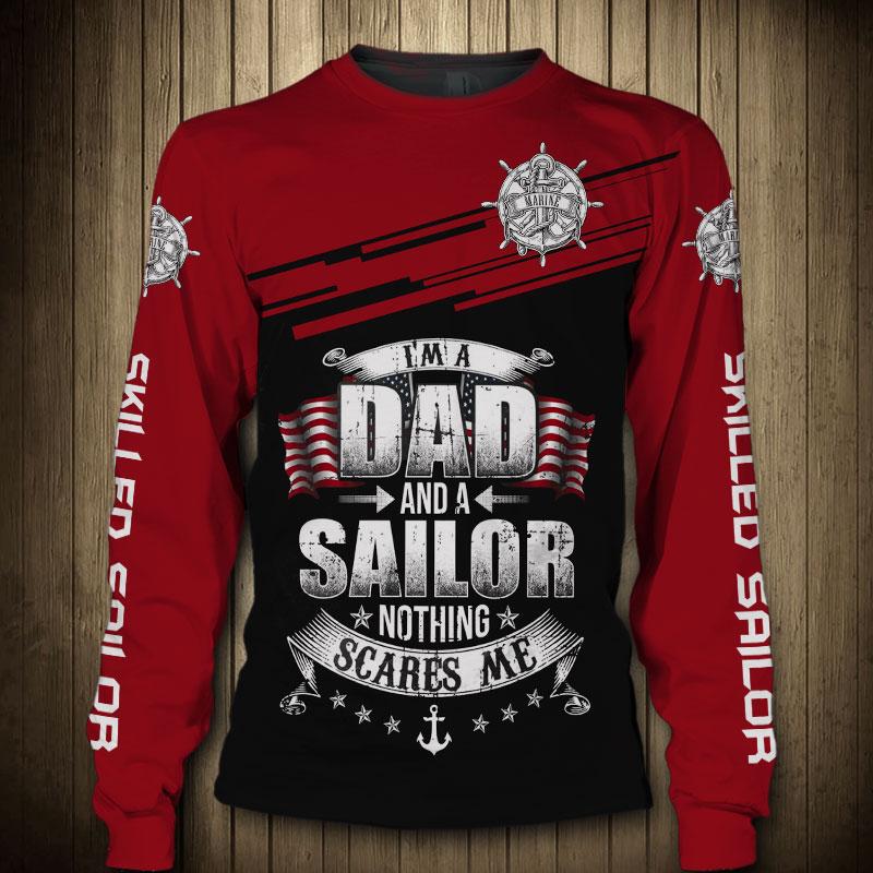 US Sailor Nothing scares Custom name 3D printed shirts