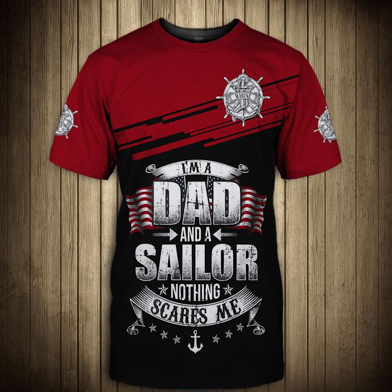 US Sailor Nothing scares Custom name 3D printed shirts