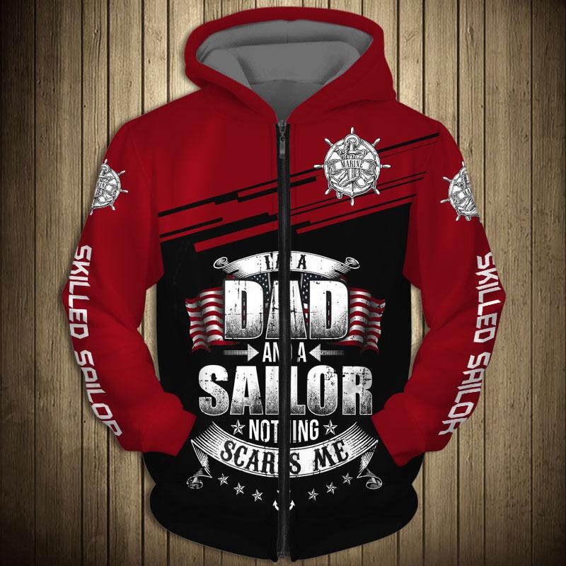 US Sailor Nothing scares Custom name 3D printed shirts