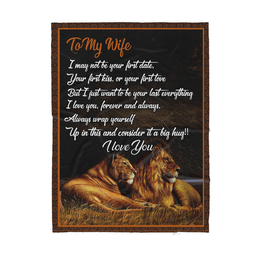 To My Wife Lion Couple Sherpa Blanket