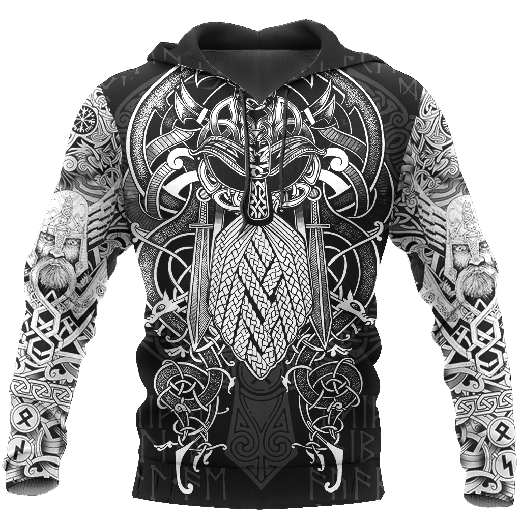 Vikings - Odin Tatoo Style - Amaze Style™-ALL OVER PRINT HOODIES