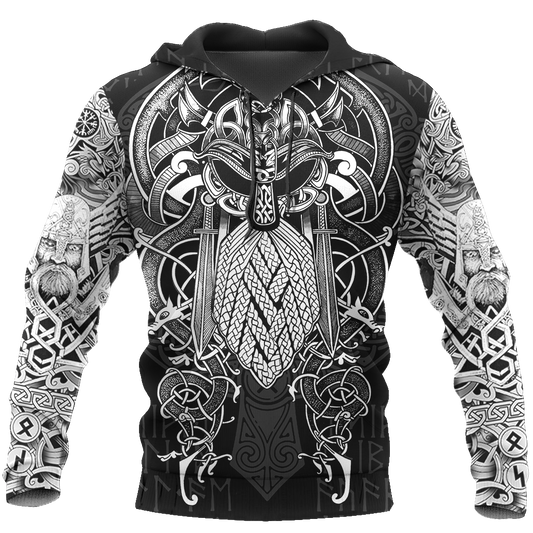 Vikings - Odin Tatoo Style - Amaze Style™-ALL OVER PRINT HOODIES