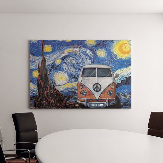 Starry Night Hippie Van Canvas