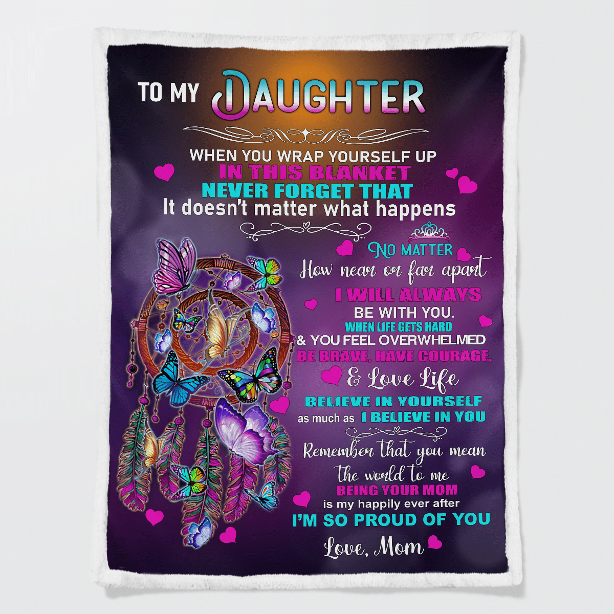 To My Daughter Butterfly Blanket