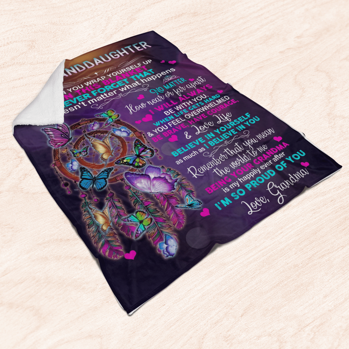 To My Granddaughter Butterfly Blanket