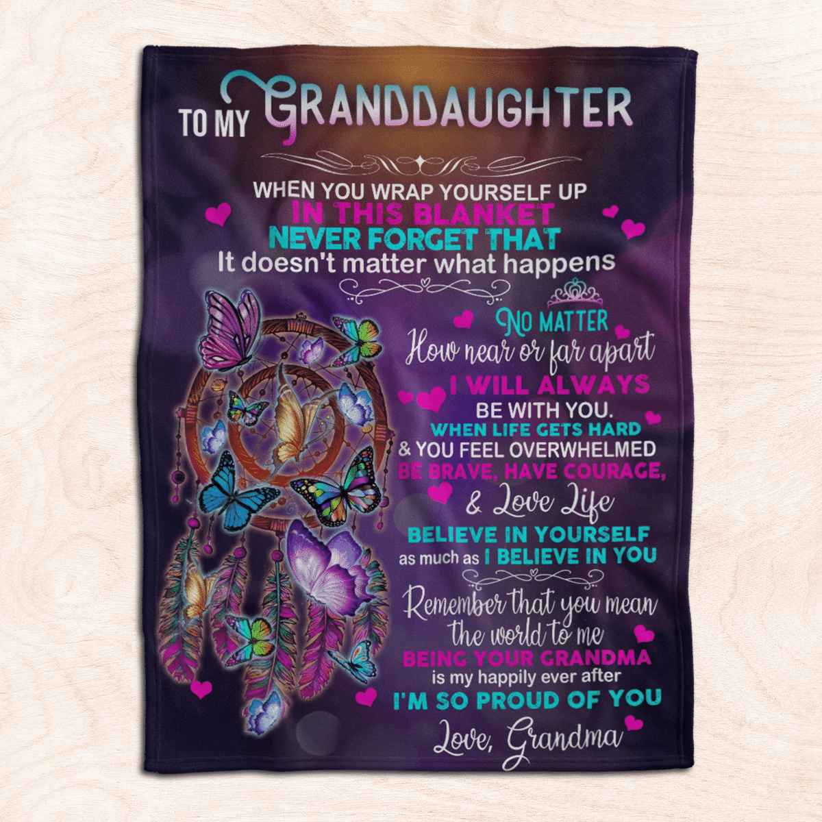 To My Granddaughter Butterfly Blanket