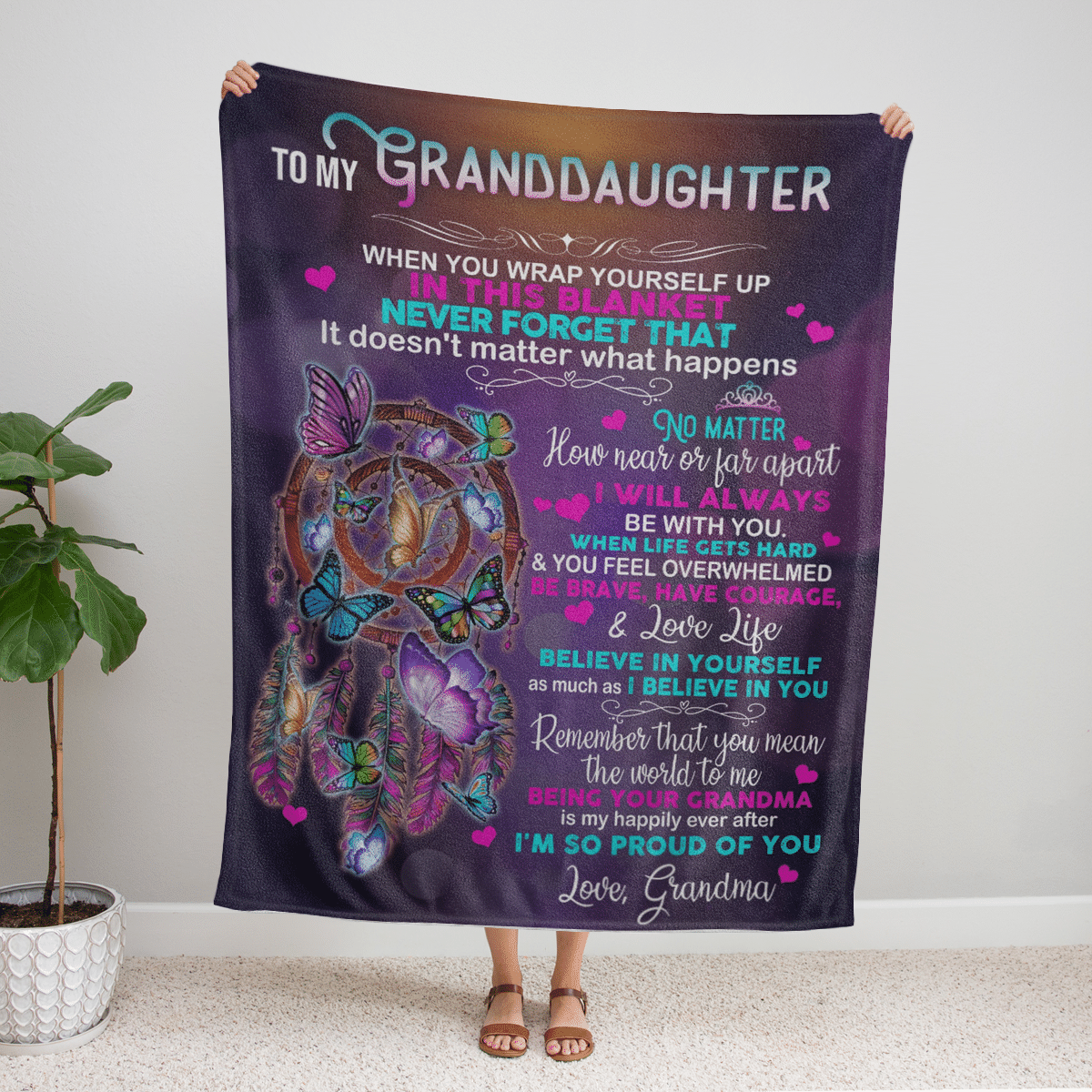 To My Granddaughter Butterfly Blanket