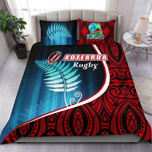 Aotearoa Rugby Black Maori Bedding Set Kiwi And Silver Fern New Zealand ML