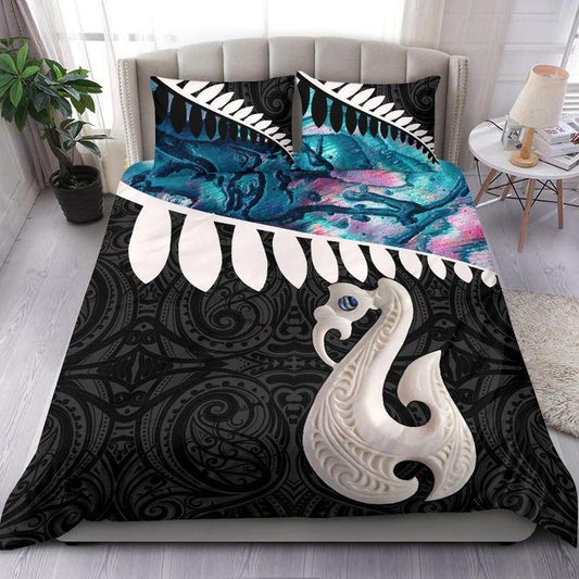 Aotearoa Bedding Set Silver Fern Manaia Paua Shell