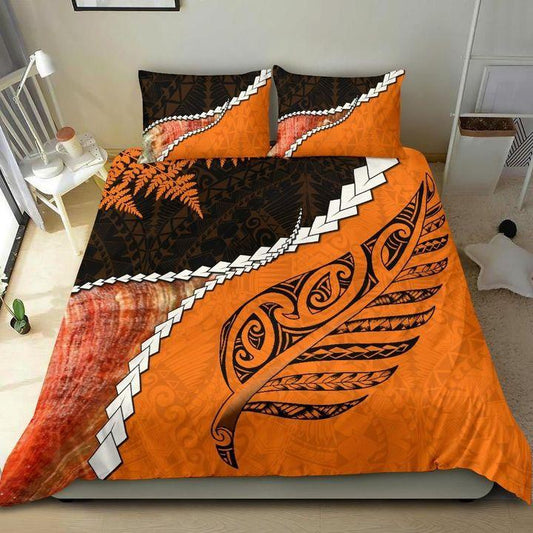 Abalone Shell Maori Silver Fern Bedding Set Orange