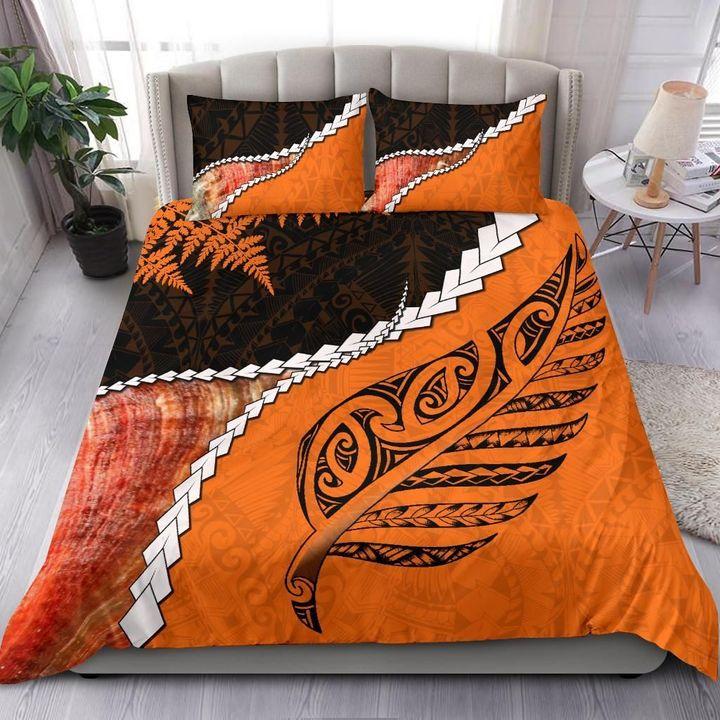 Abalone Shell Maori Silver Fern Bedding Set Orange