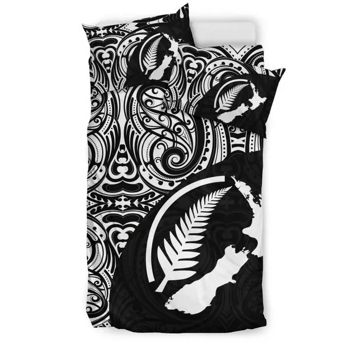 Aotearoa Maori With Map And Silver Fern Bedding Set