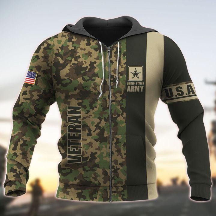 American US Army Veteran Over Printed Unisex Deluxe Hoodie ML