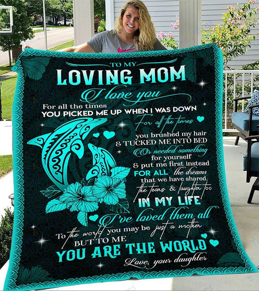 Custom Blanket Dolphin To My Mom From Daughter -Best Gift For Mom Mother -Sherpa Blanket TA