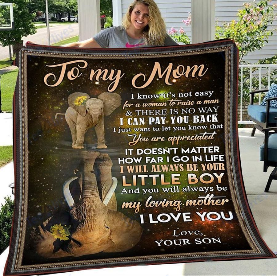 Custom Blanket Elephant Sunflower To My Mom-Best Gift For Mom Mother -Sherpa Blanket TA