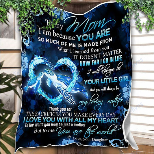 Custom Blanket Turtle To My Mother -Best Gift For Mom Mother -Sherpa Blanket TA