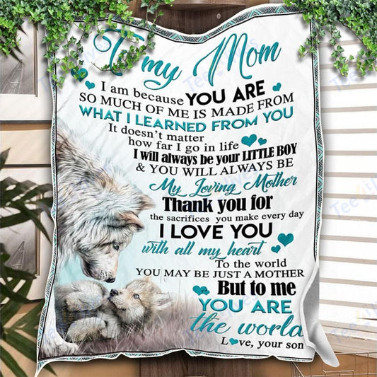 Custom Blanket Wolf To My Mother -Best Gift For Mom Mother -Sherpa Blanket TA
