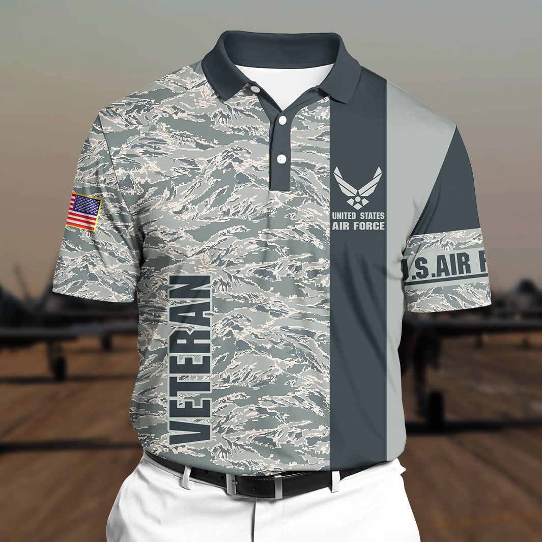 Premium Unique US Army Veteran Polo All Over Printed Shirt For Man