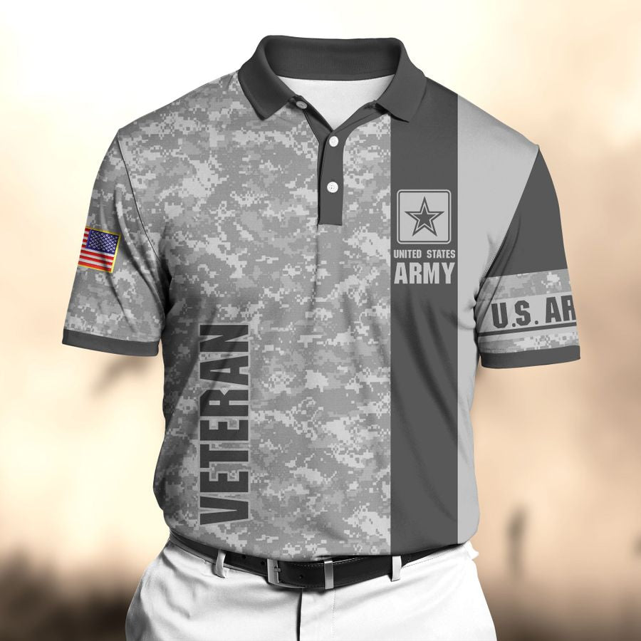 Premium Unique US Army Veteran Polo All Over Printed