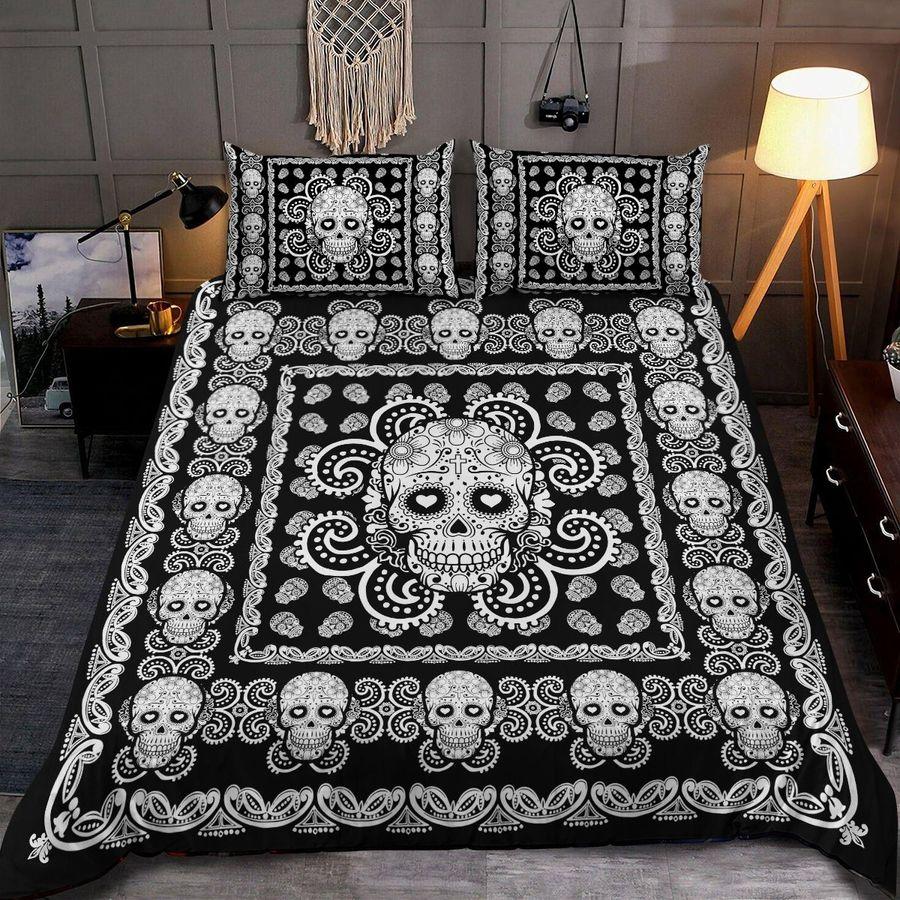 Sugar Skull Black And White Pattern Premium Bedding Set 15072103.CTN