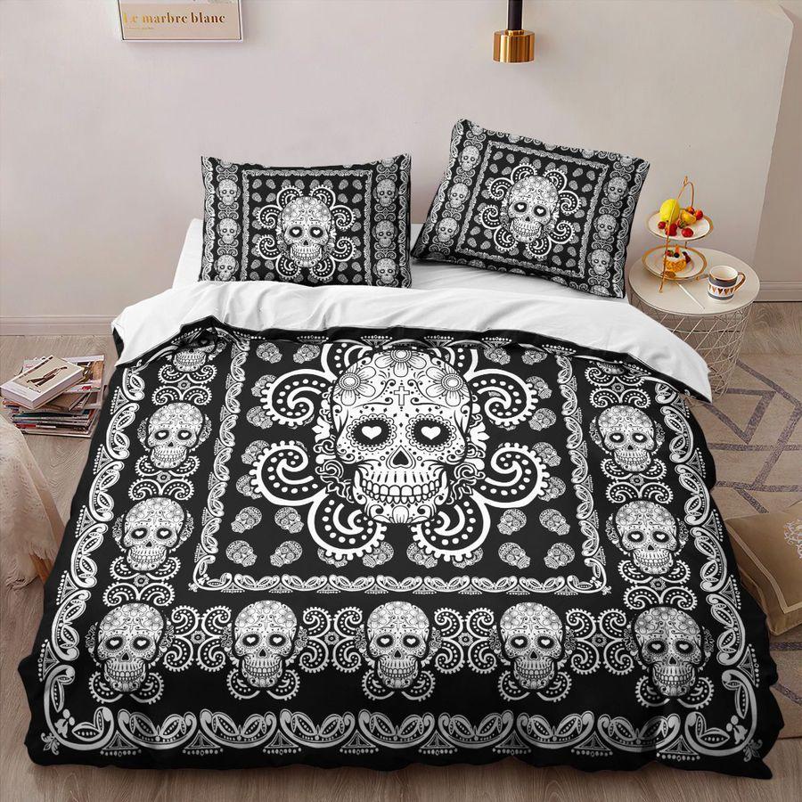 Sugar Skull Black And White Pattern Premium Bedding Set 15072103.CTN