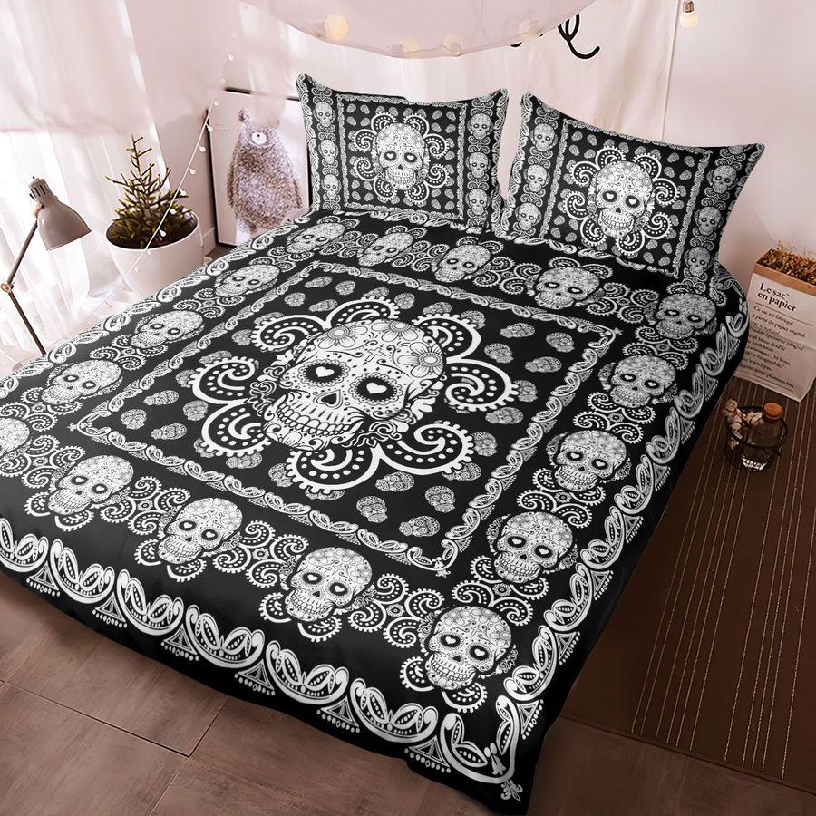 Sugar Skull Black And White Pattern Premium Bedding Set 15072103.CTN