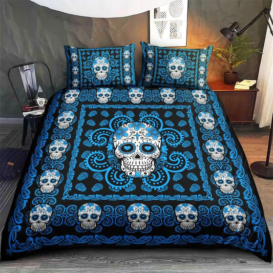 Sugar Skull Blue Pattern Premium Bedding Set 15072107.CTN