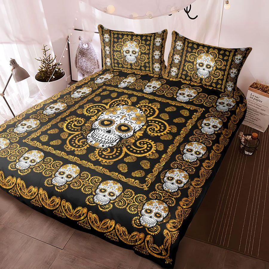 Sugar Skull Gold Pattern Premium Bedding Set 15072110.CTN