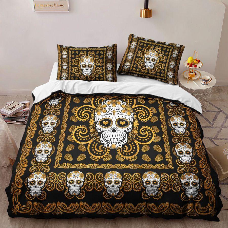 Sugar Skull Gold Pattern Premium Bedding Set 15072110.CTN