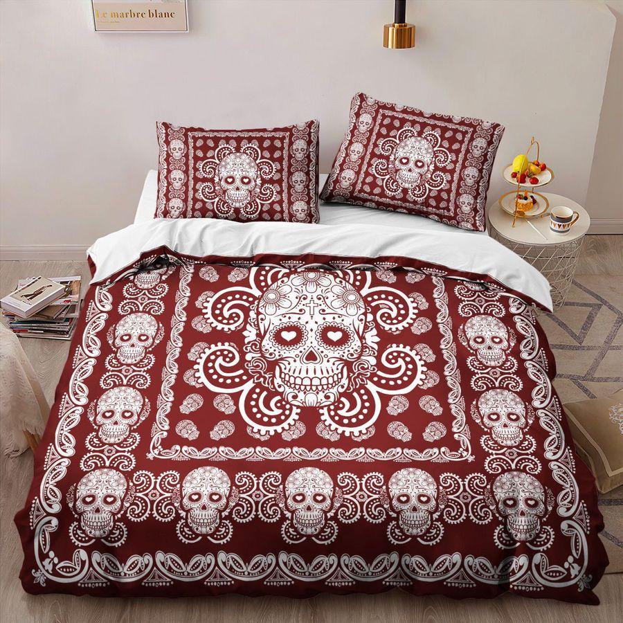 Sugar Skull Red And White Pattern Premium Bedding Set 15072111.CTN