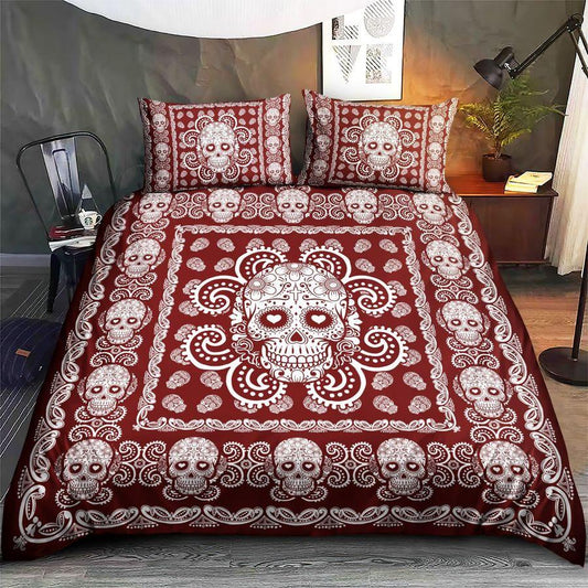 Sugar Skull Red And White Pattern Premium Bedding Set 15072111.CTN