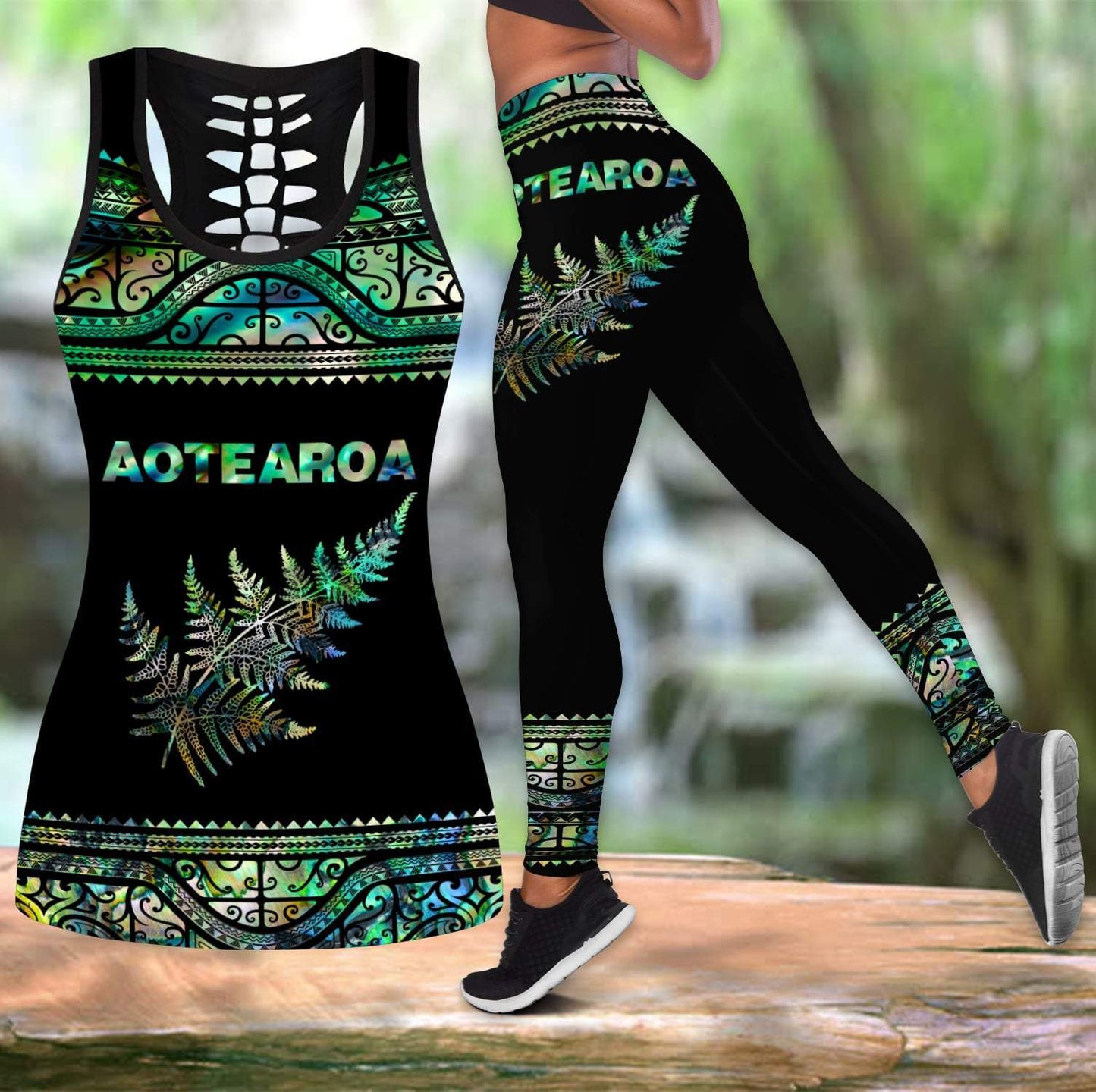 Aotearoa Maori New zealand tank top & leggings outfit for women